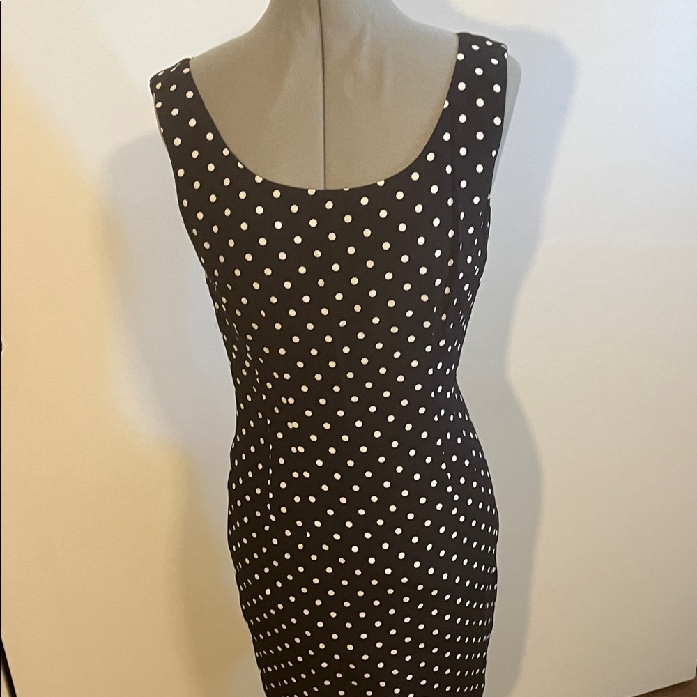 The Limited Black and White Polka Dot Midi Dress